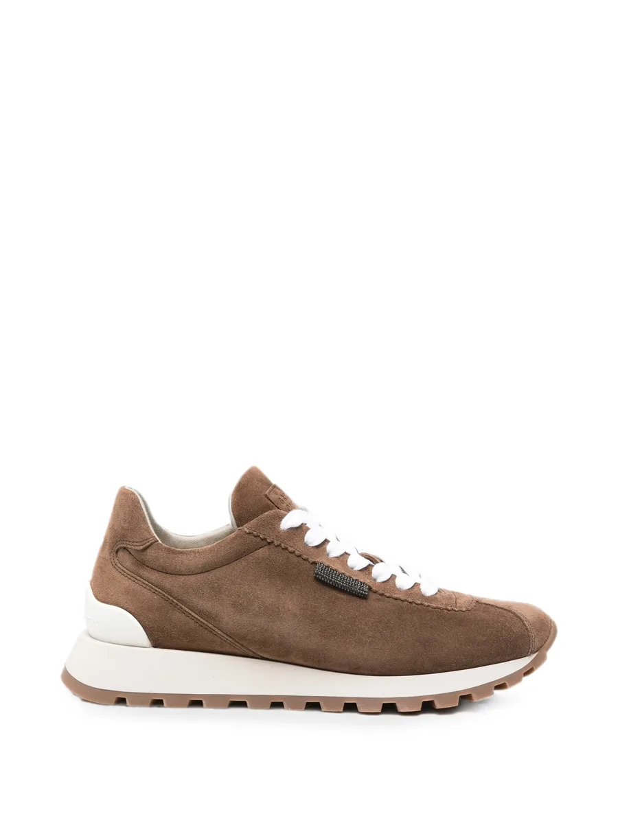 Monili-embellished suede sneakers 2