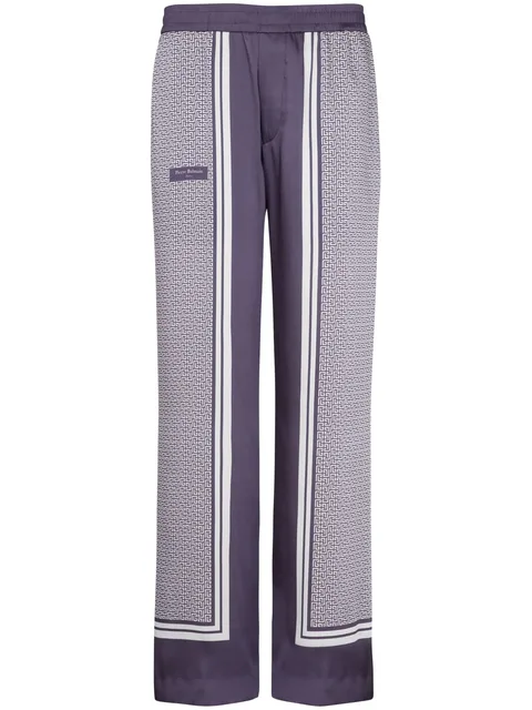 vertical-print straight-leg trousers