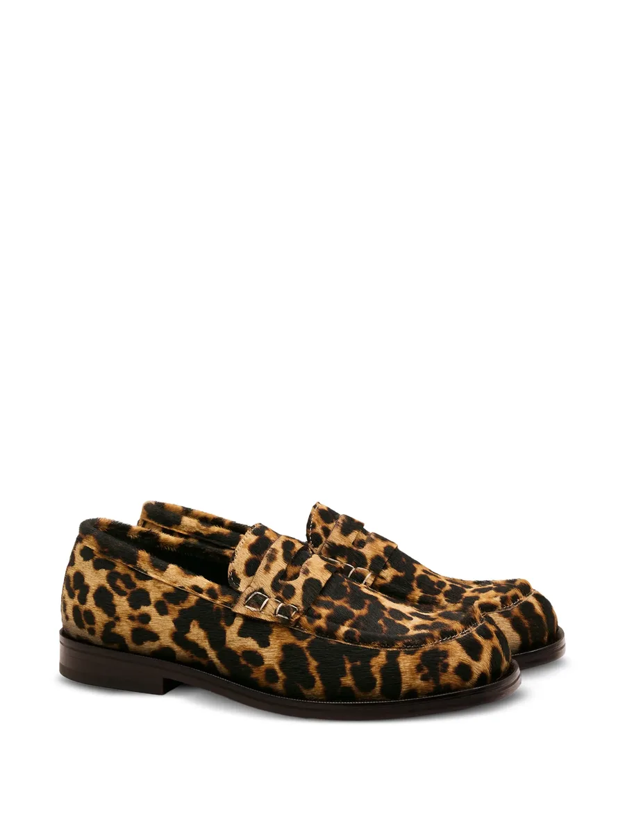 leopard-print cowhide leather loafers 4