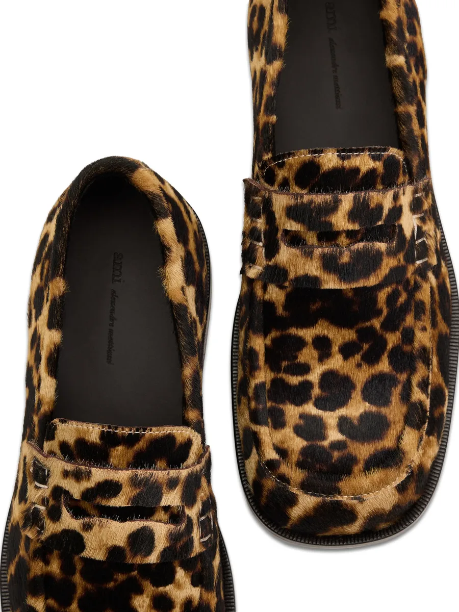 leopard-print cowhide leather loafers 8