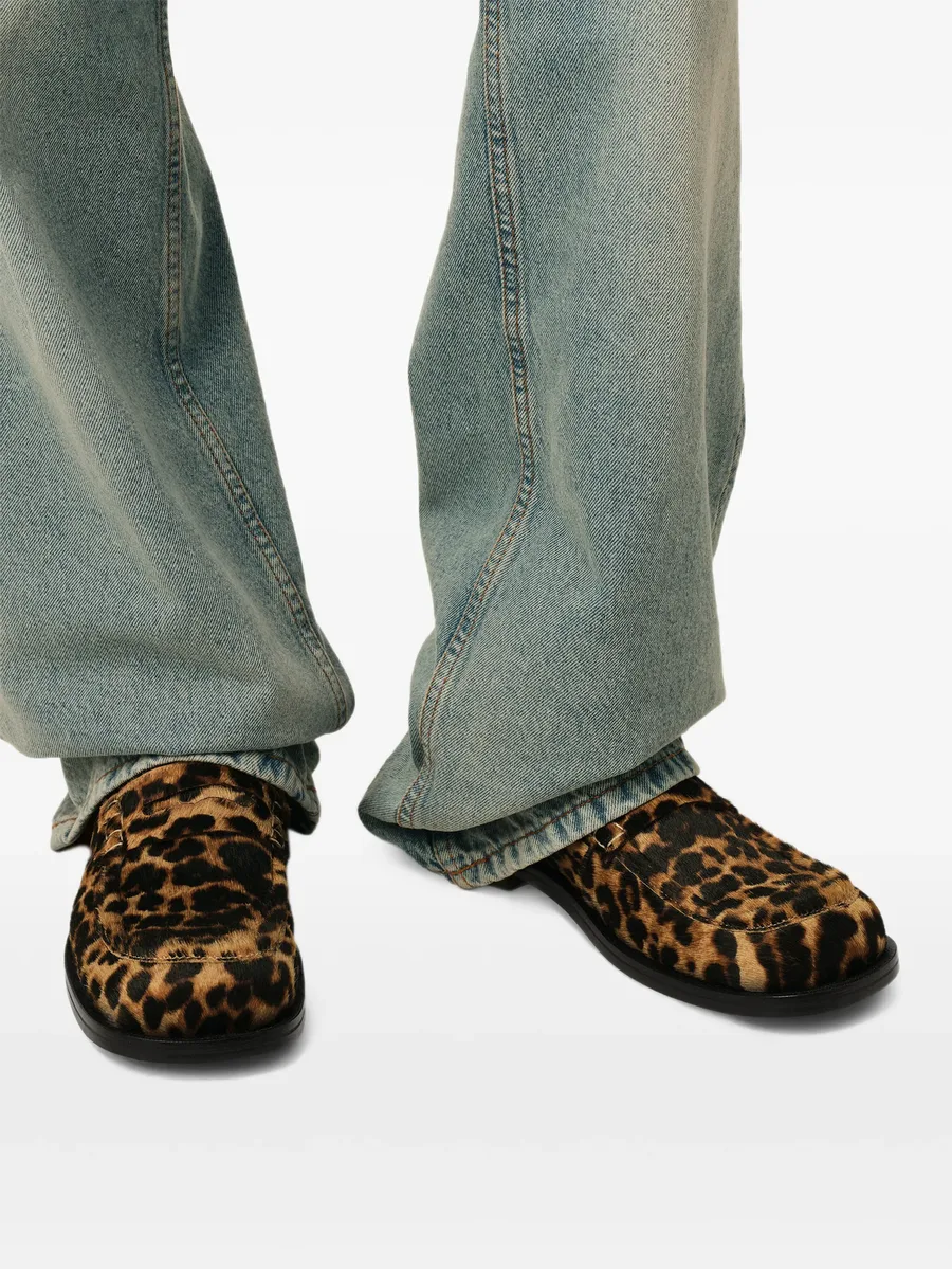 leopard-print cowhide leather loafers 10
