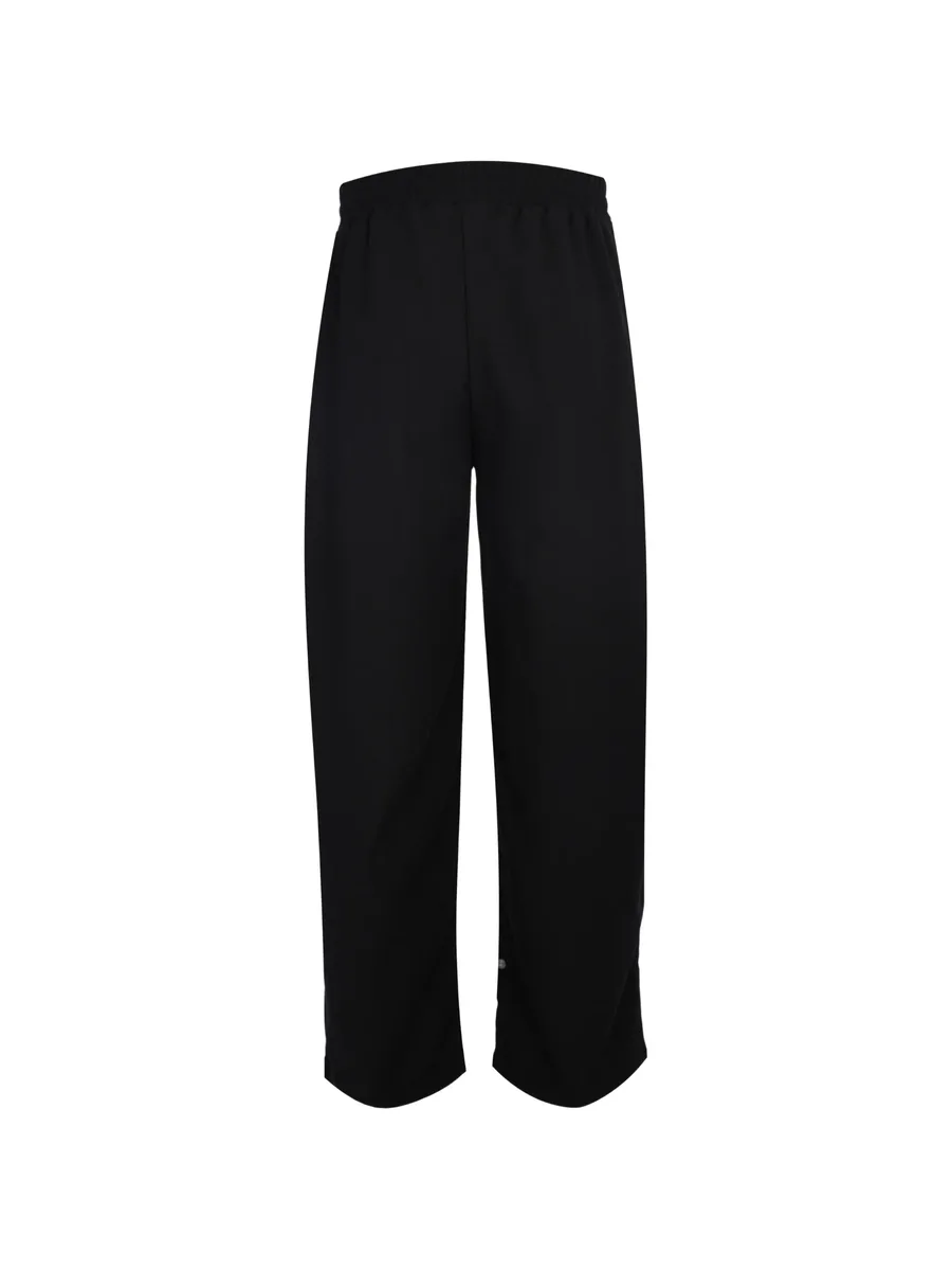 Rip-off pleated logo-patch trousers 4