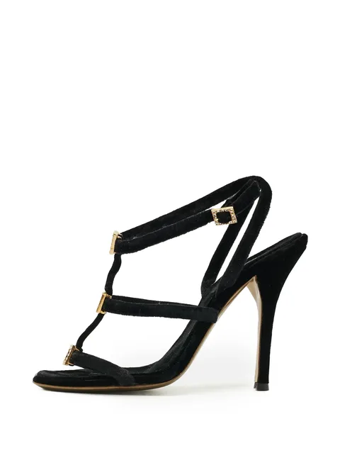 crystal-embellished velvet sandals