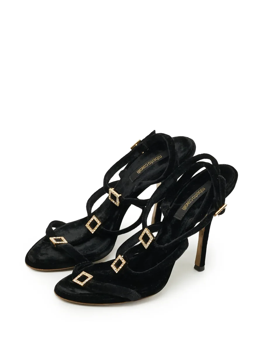 crystal-embellished velvet sandals 3