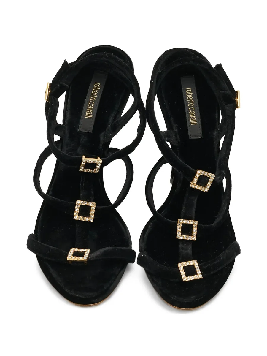 crystal-embellished velvet sandals 5