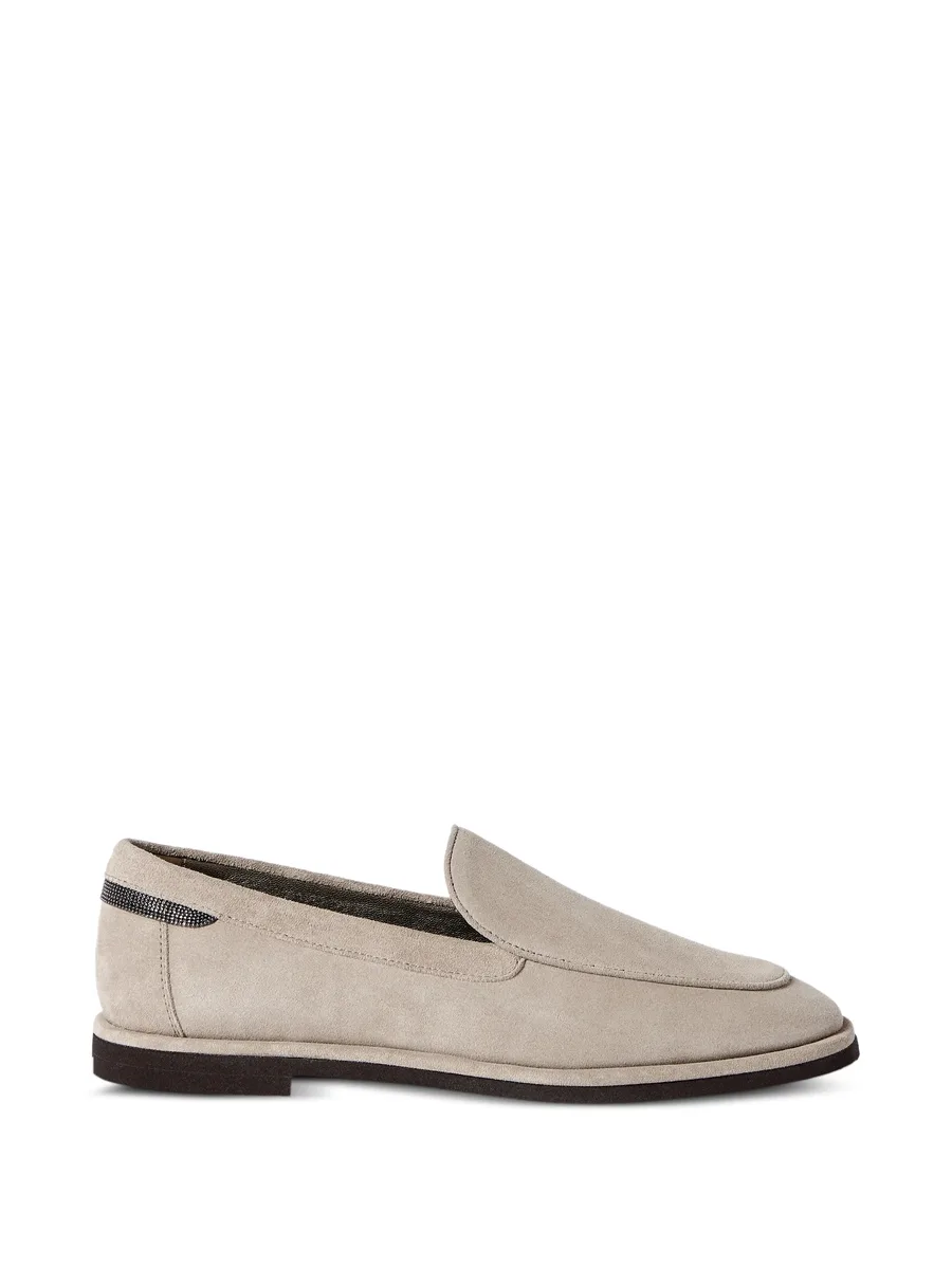 suede loafers with shiny detail 2