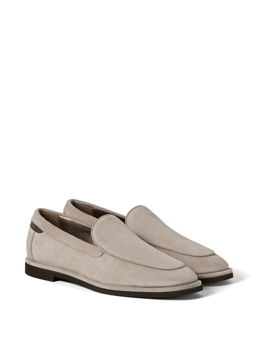 suede loafers with shiny detail 4