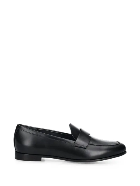 logo-plaque leather loafers