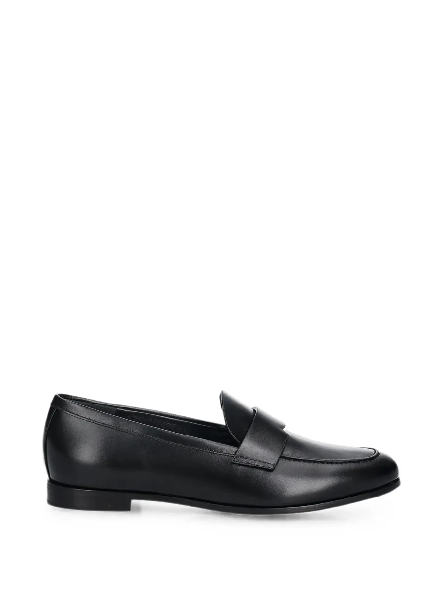 logo-plaque leather loafers 1