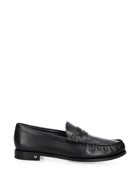 logo-plaque leather loafers