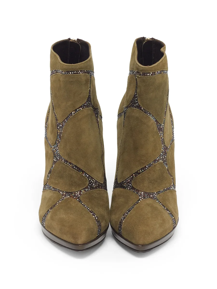 crystal-embellished suede ankle boots 8