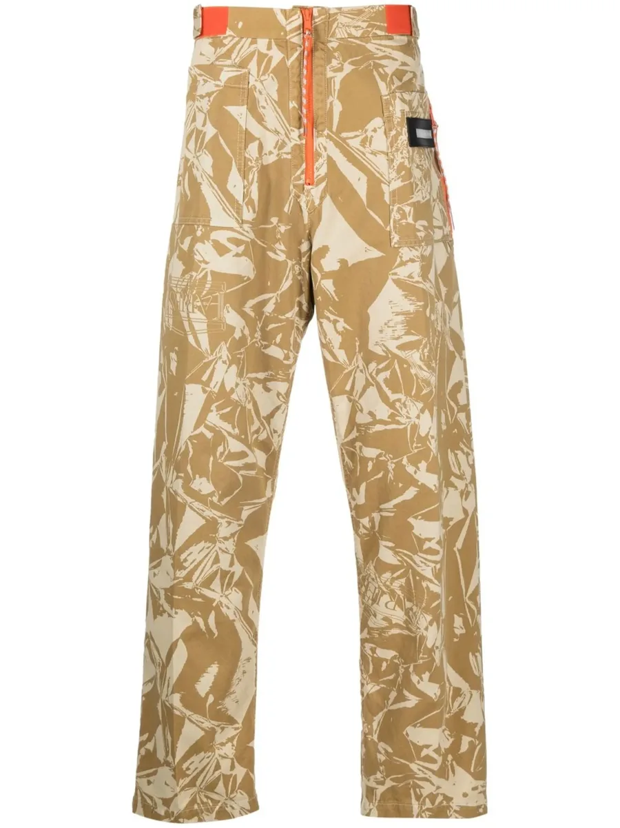 graphic-print cotton twill trousers 1