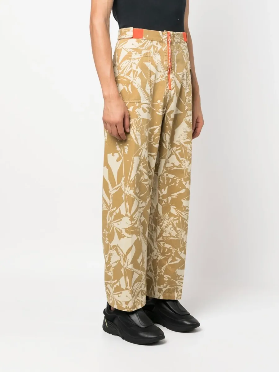 graphic-print cotton twill trousers 8