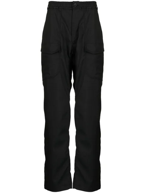 elasticated waist straight-leg trousers