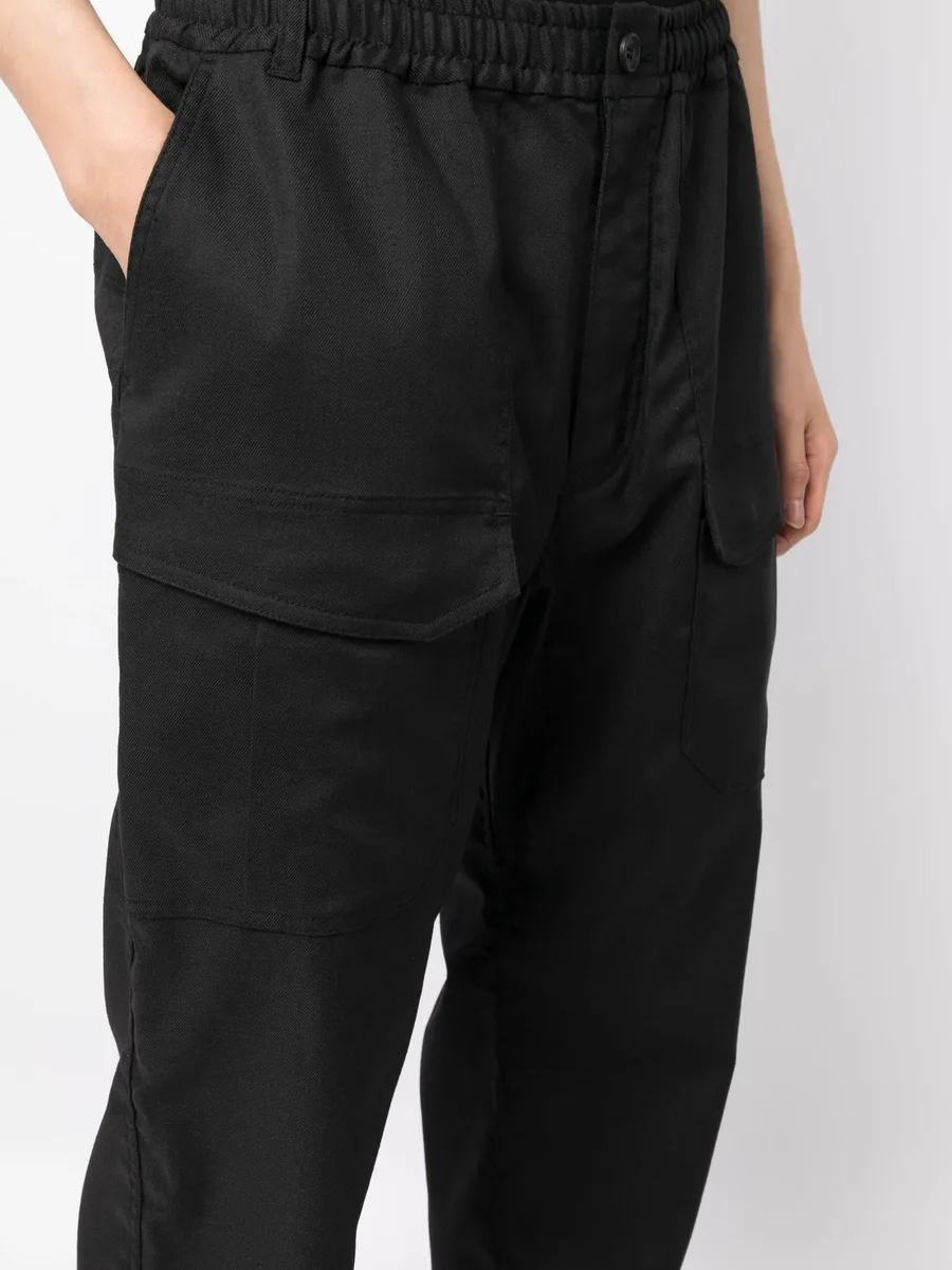 elasticated waist straight-leg trousers 9