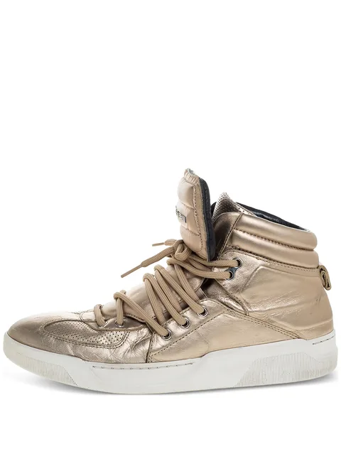 metallic-finish leather sneakers