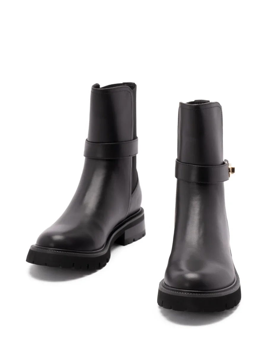 buckle-strap leather boots 4