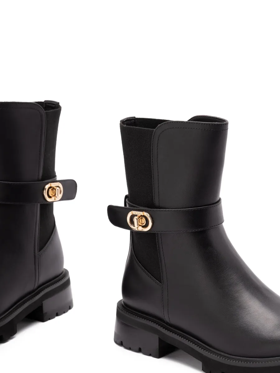 buckle-strap leather boots 10