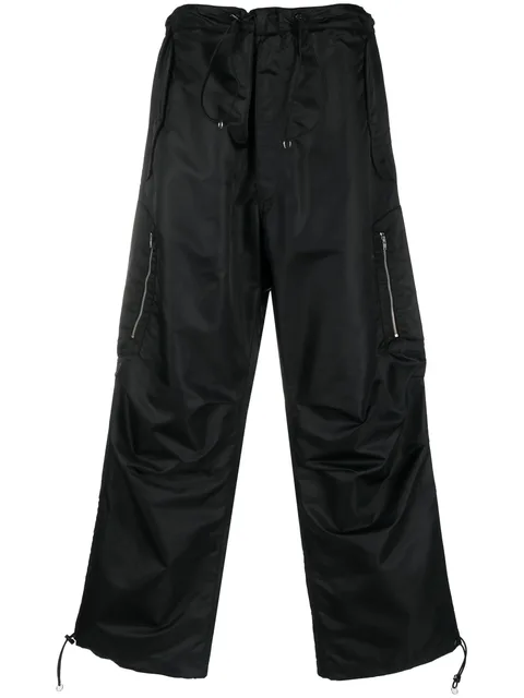 satin-finish straight trousers