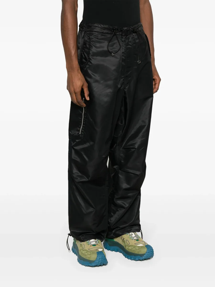 satin-finish straight trousers 6