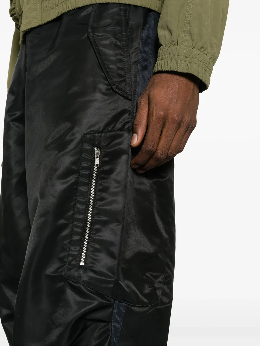 satin-finish straight trousers 10