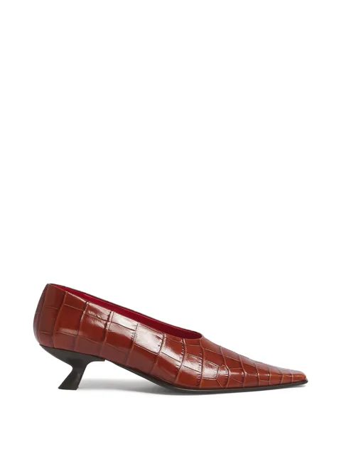 brown croc-effect leather Cindi pumps