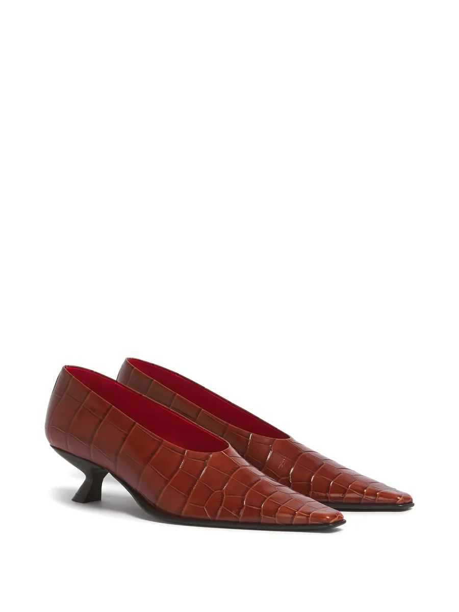 brown croc-effect leather Cindi pumps 4