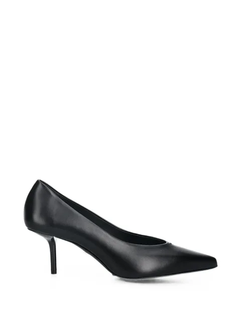 pointed-toe leather kitten pumps