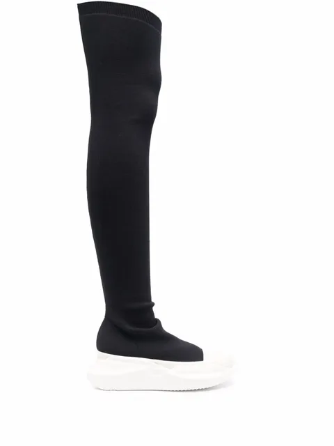 thigh-high sock-style boots