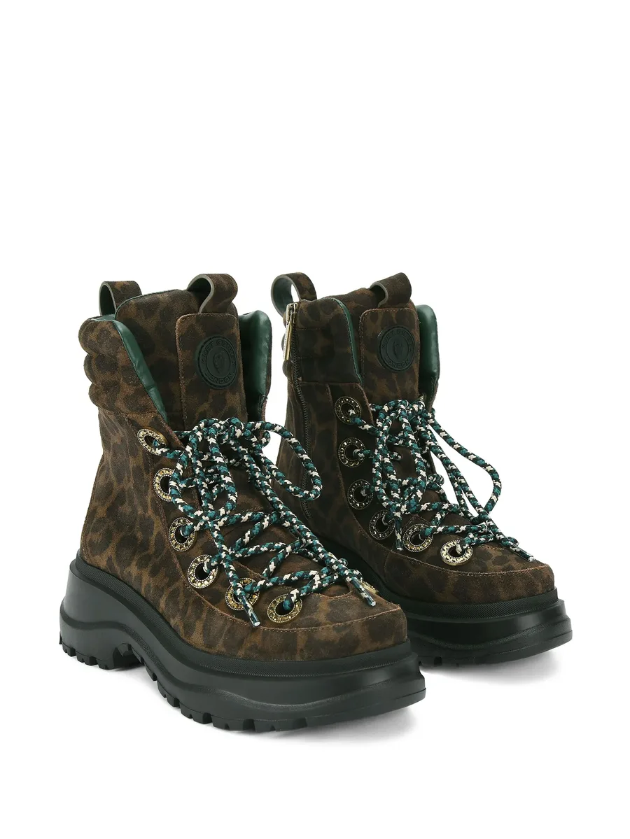 Kensington crystal-embellished leopard boots 5