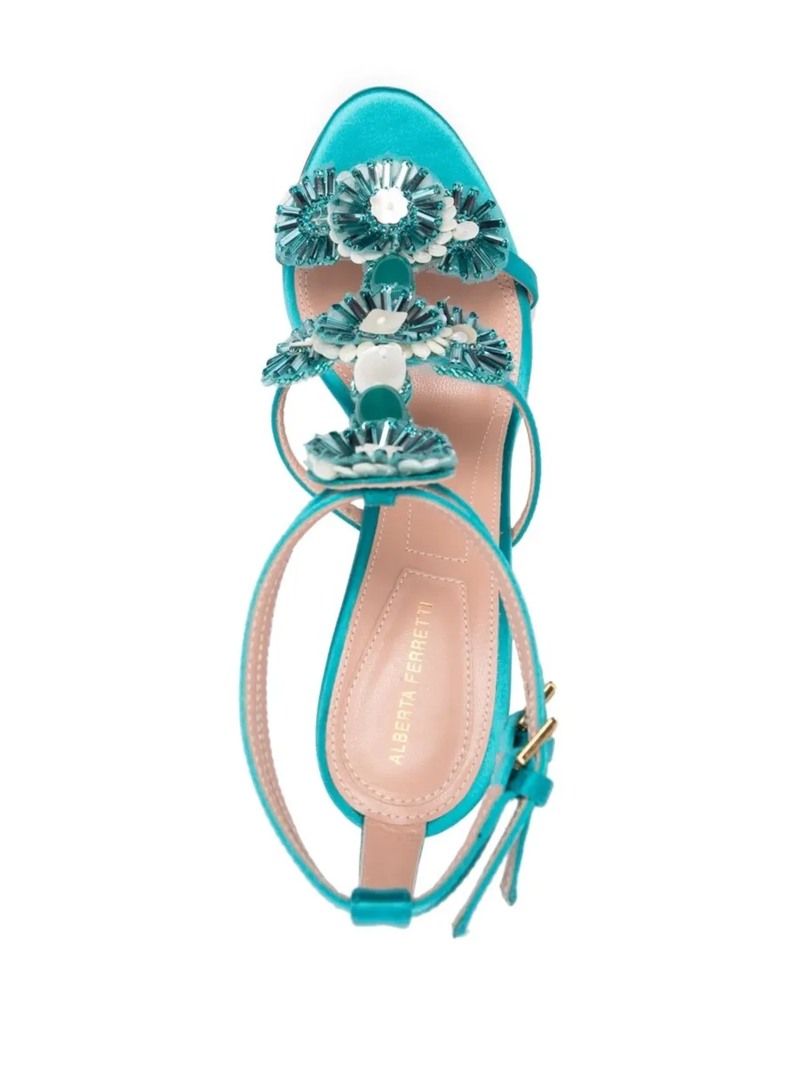 metallic floral-bead sandals 7