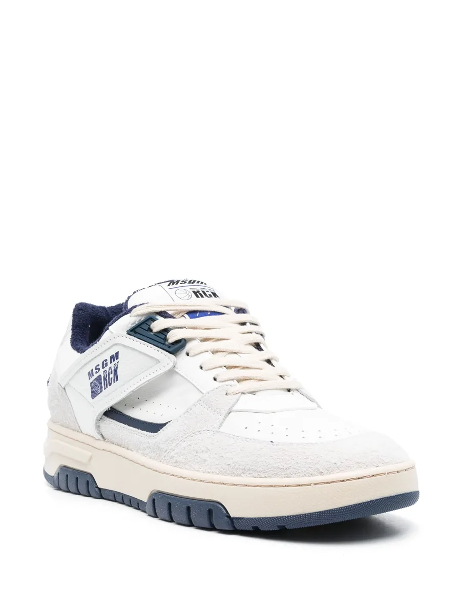 colour-block panelled leather sneakers 4