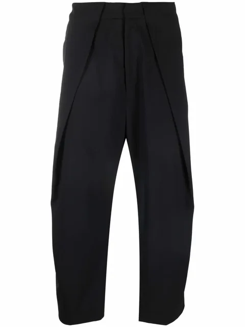 draped straight-leg cropped trousers