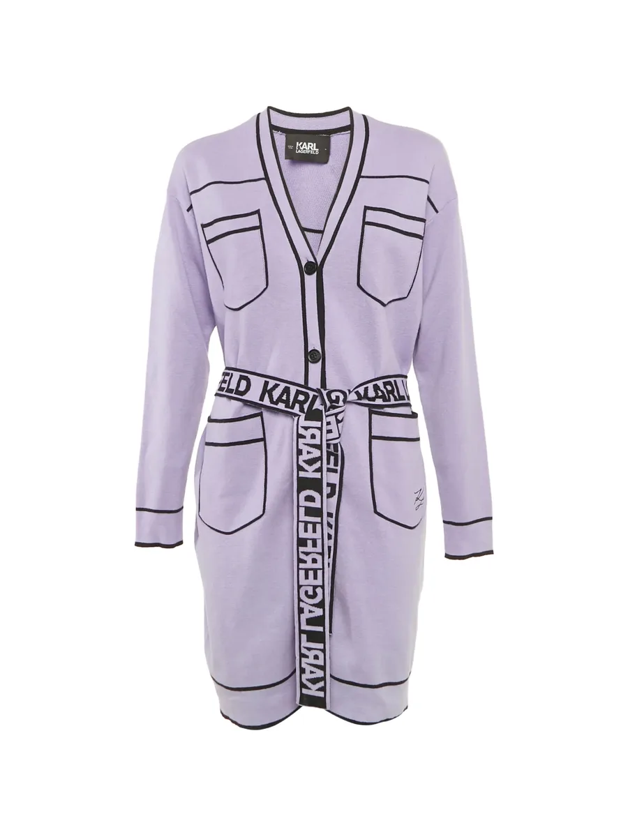 logo-print belted cardigan 2