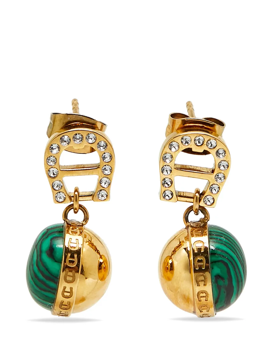 crystal-embellished logo earrings 1