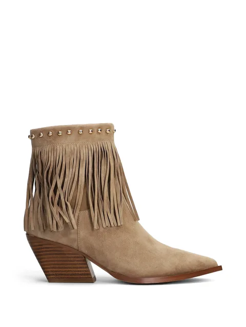 fringed studded ankle boots