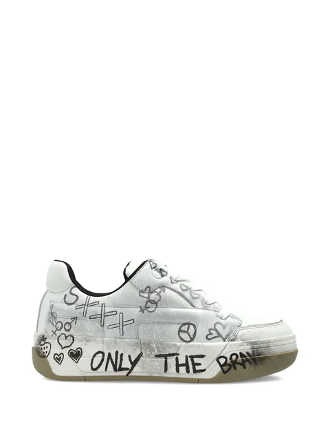 D-Ollie-leather sneakers with graffiti print