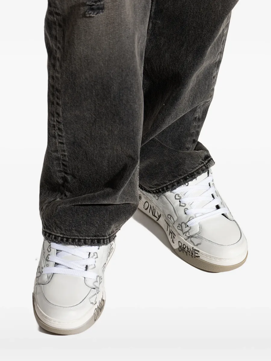 D-Ollie-leather sneakers with graffiti print 10