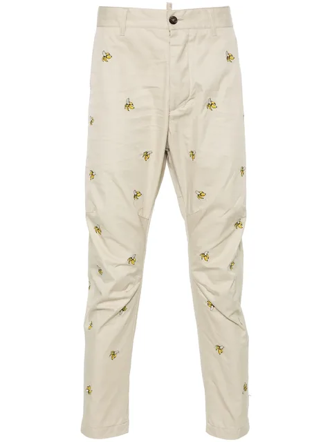 Embroidered Fruits chino pants