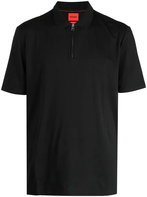 half-zip cotton blend polo shirt