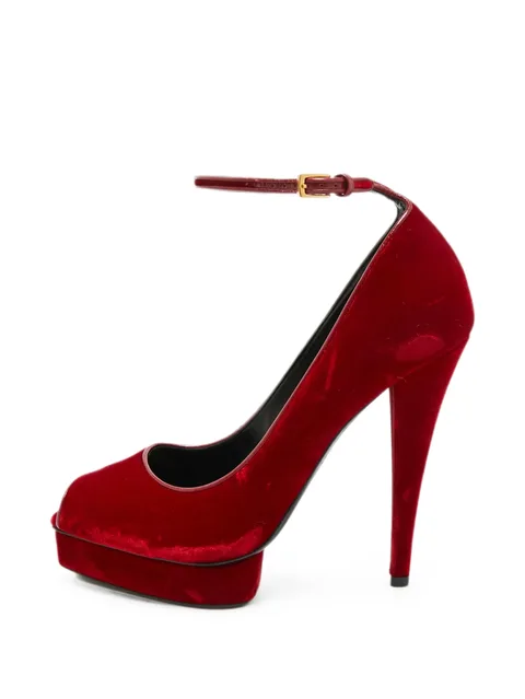 velvet heeled pumps
