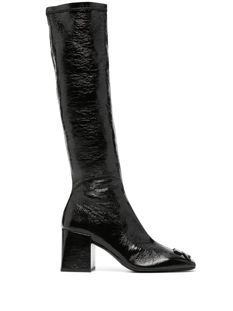 75mm raised-logo leather knee boots
