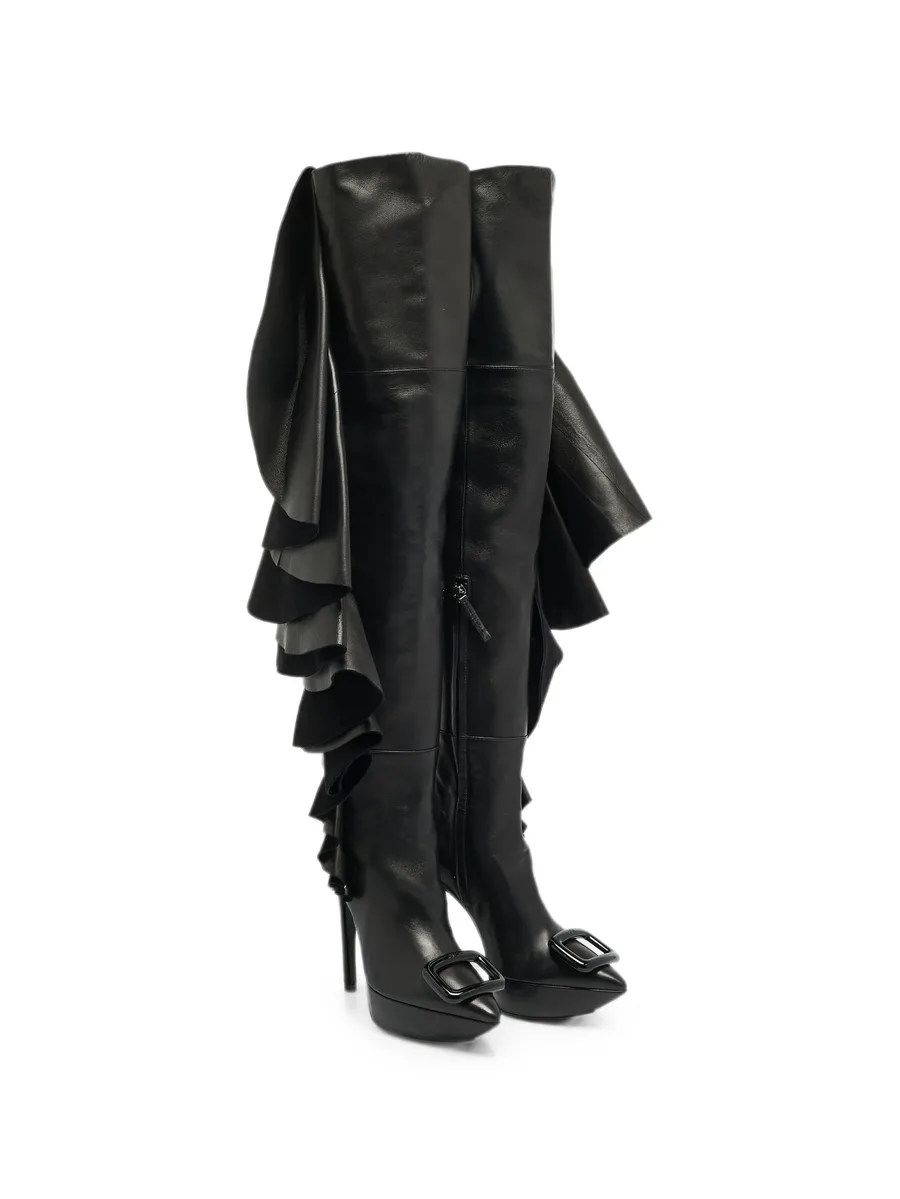 Viv Choc ruffled boots 6