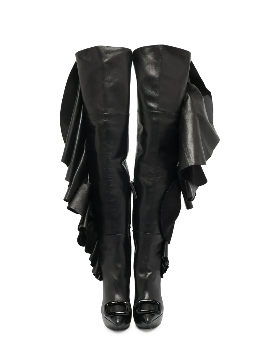 Viv Choc ruffled boots 7