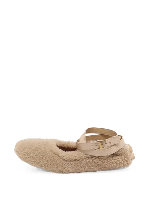 Bubble shearling-fur ballet flats