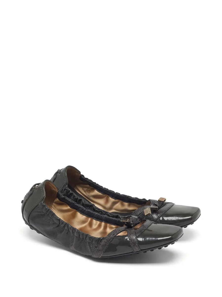 lizard-embossed bow ballet flats 6