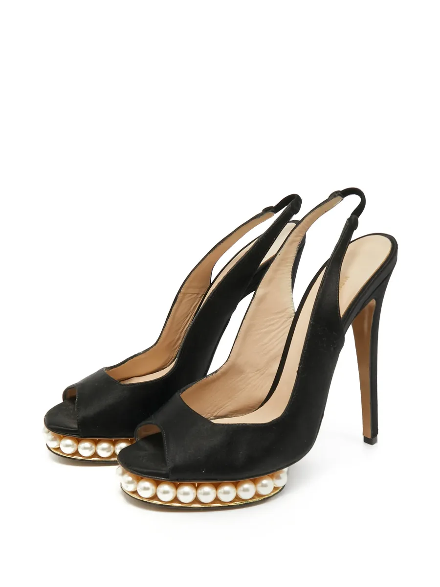 faux-pearl platform sandals 8