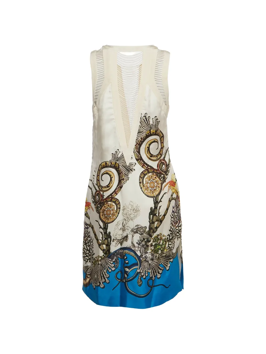 floral-print snake-motif mini dress 4