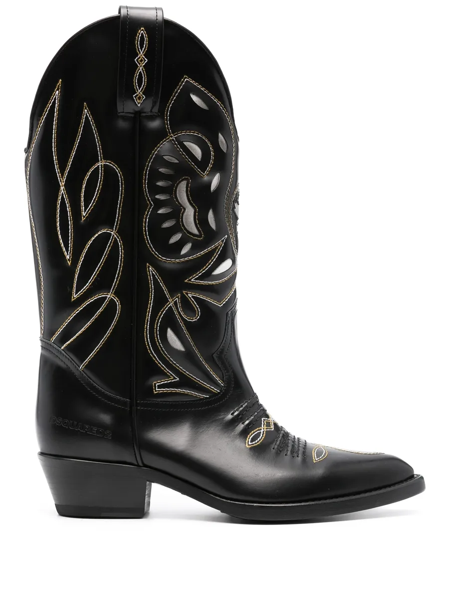 70mm cut-out leather mid-calf boots 2