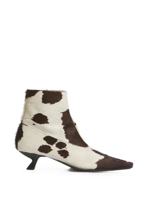 white and brown cow-print ponyhair Cindi boots